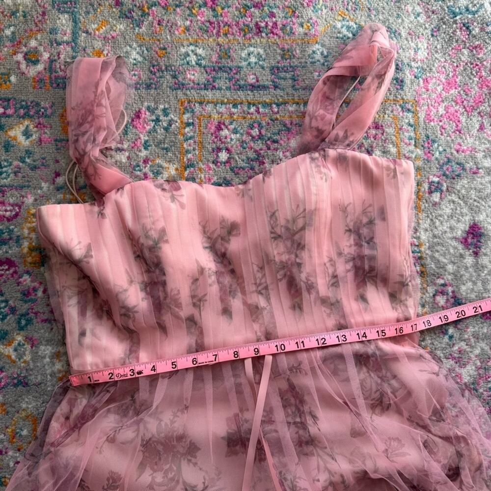 Marchesa Notte Blush Pink Floral Tulle Formal Gown Maxi Dress Women’s Size 18 - Picture 9 of 12